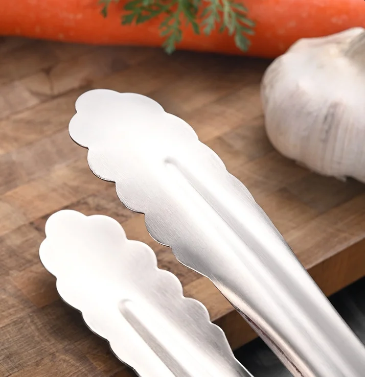 Hot selling Stainless Steel Food Tongs Baking Supplies Bread Clip lengthened Food tweezers Barbece Silicone Food Clip