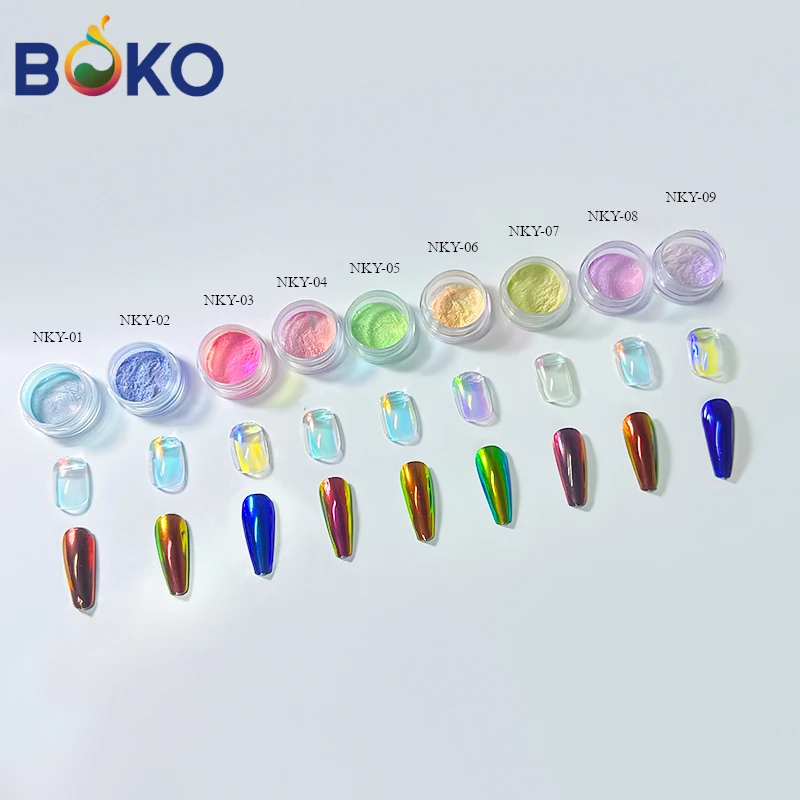 Бокко, оптовая продажа, Русалка, пигмент, единорог, зеркальная пудра, растирание пыли, инструменты для маникюра, дизайн для ногтей, для женщин, серия NKY