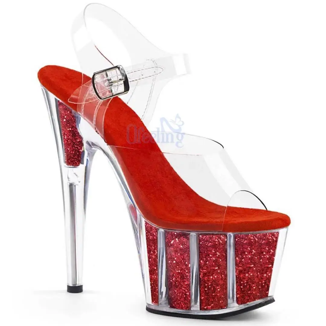 
Women Clear Stripper Shoes Heels Platform Sandals Crystal Stripper Heels For Women 