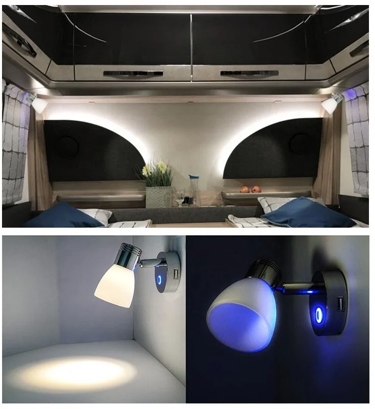  Lanple Best Selling Motorhome Led Lamps Car Interior Accessories Rv Lights 3W Switch Usb Charging