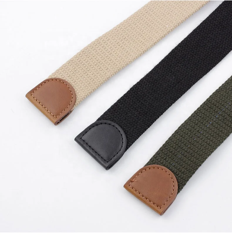 Man Women Cotton Fabric Webbing Canvas Double D Ring Belt  Cotton Belt Ceintur Adjustable Belt