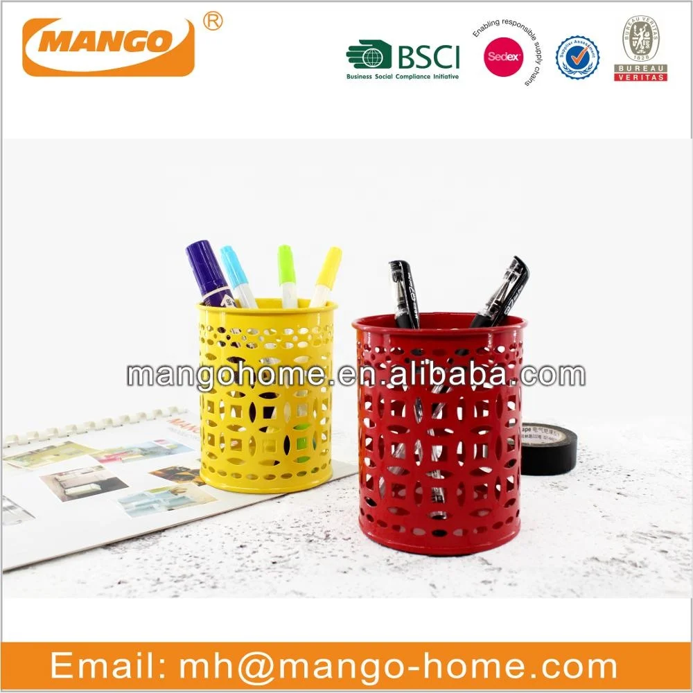 Black Matt Metal Hollow Pen Holder Pencil Cup Pen Cup Wholesale Stationery Single Stand Office Metal Pencil Cup