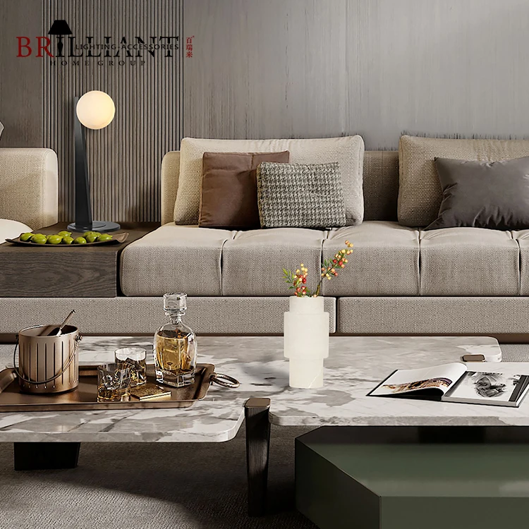 Modern Simple Style Home Art Decorative Living Room Bedroom Column Alabaster Stone Vase