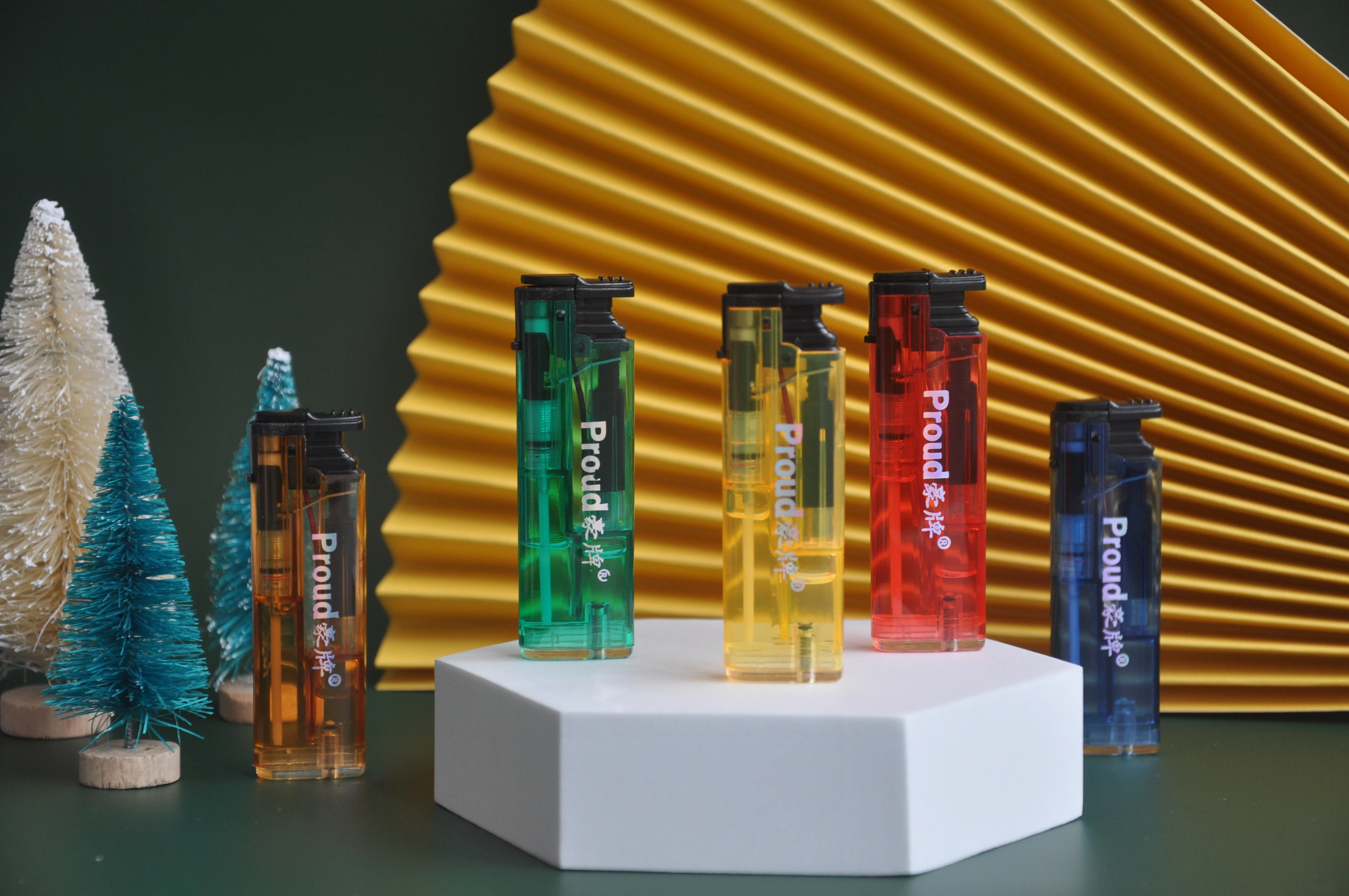 Custom Logo 5 Colors Optional Transparent Big Size Lighters & Smoking Accessories  Electric Cigarette Windproof Gas Lighter