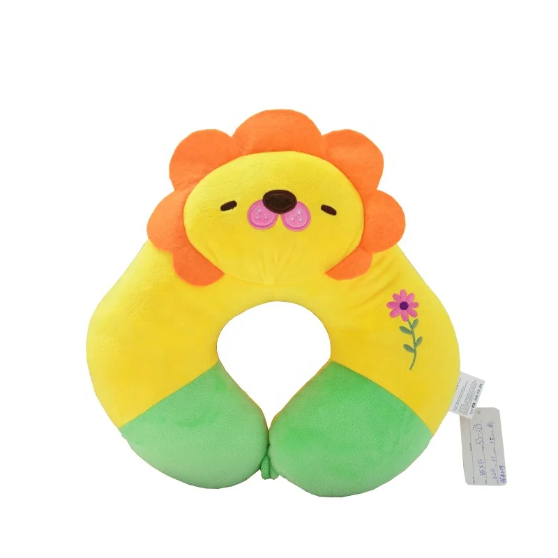 U Shaped Cartoon kids travel lion pillow car headrest neck pillow