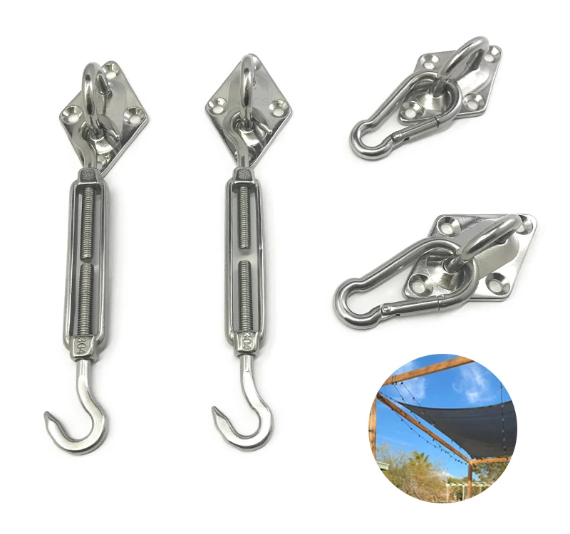 304 Stainless Steel Sun Shade Sail Hardware Fixing Kit For UV Block Fabric Patio Patio Shade Sail