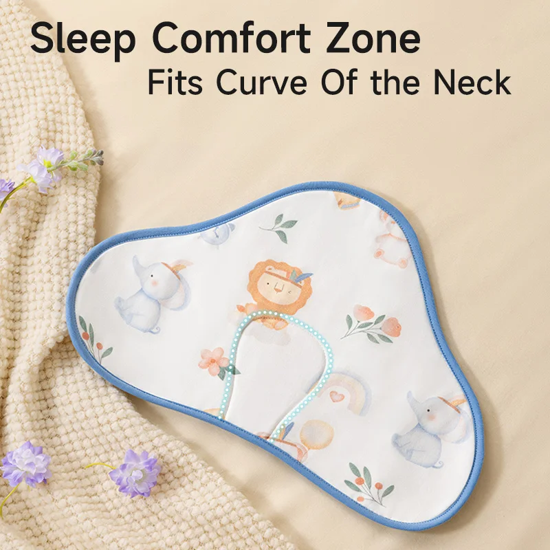 2023 Launch of Soft Printed 100% Cotton Cute Animal Shape Newborn Cloud Pillow Head Protection Baby Pillow