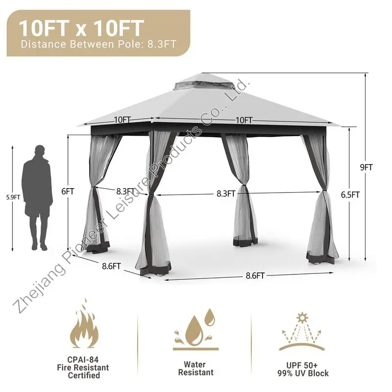 USA Stock Patio Gazebo on Clearance with Privacy Screen  Double Roof Tops Patio Canopy with  for Garden Backyard Deck