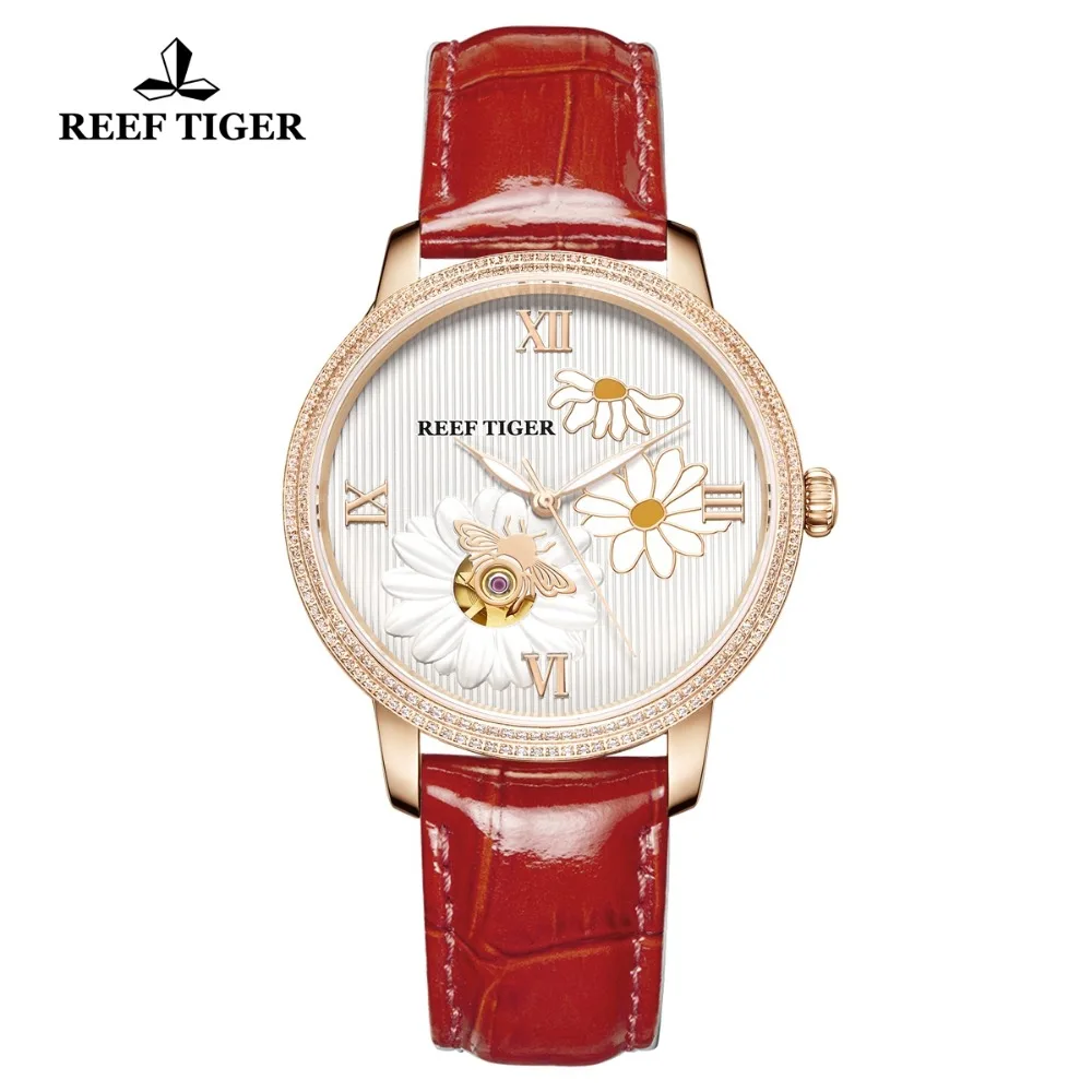 Reef Tiger Top Brand Luxury Women Watch Rose Gold Automatic Watch Clock Relogio Feminino Fashion Watch Reloje Mujer RGA1585