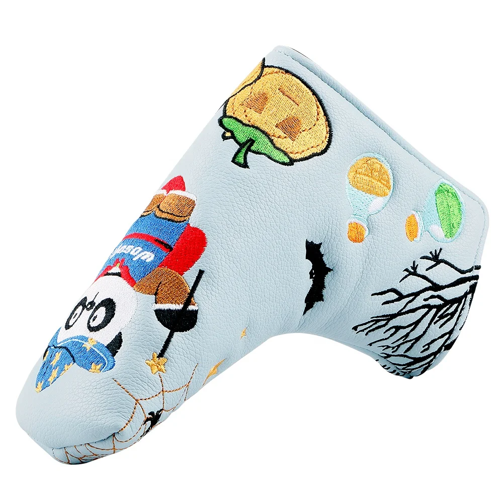 Panda Theme One-piece Drop Shipping Pu Leather Headcovers Fit All Brands Embroidered Golf Blade Putter Covers