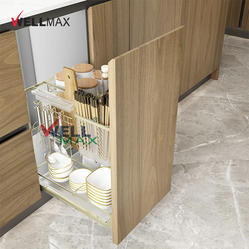 WELLMAX современные кухонные шкафы выдвижной ящик органайзер для кладовой с мягким закрытием сушилка специй