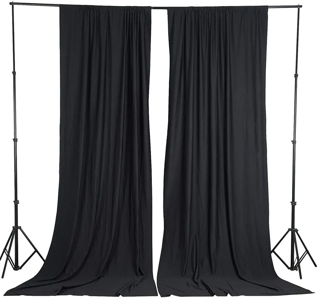 10 ft x 10 ft Black Polyester Photography Backdrop Drapes Curtains Panels - Wedding Decorations Home Party Reception Supplies