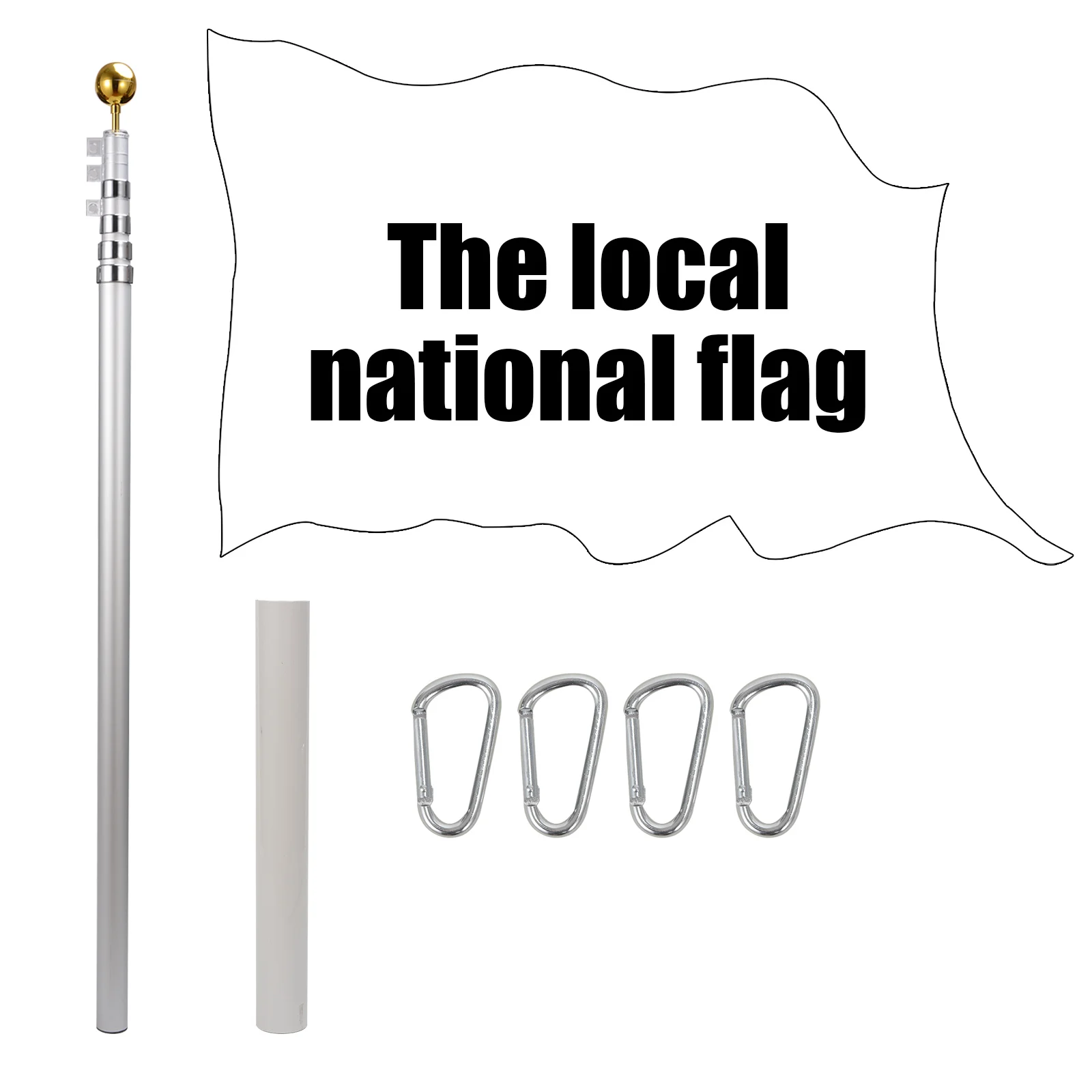 20FT sectional kit guide government reception flag pole for important meetings garden telescoped outdoor 6 m aluminium flag gold