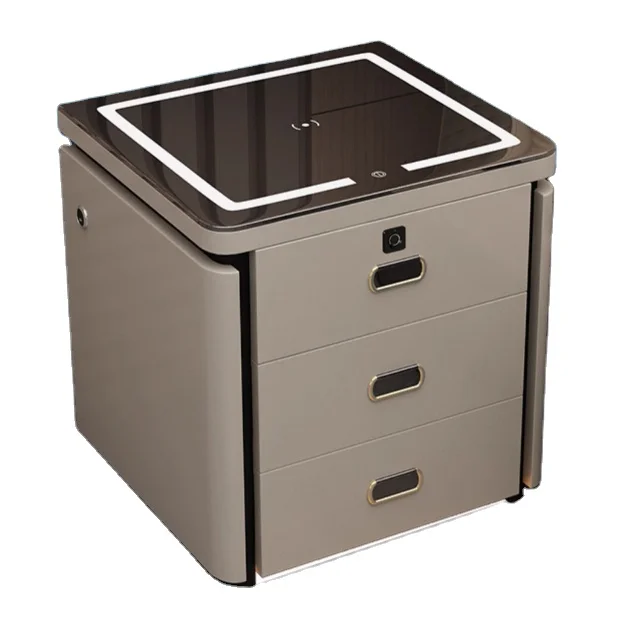 Bedside Tables Smart Nightstands with Charging Station, Bedside Table with Led Lights and USB Socket, 3-Drawer Nightstand