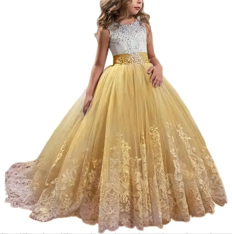 purple  flower girl dresses for 7 years old organza ball gown kids little princess girls party dresses