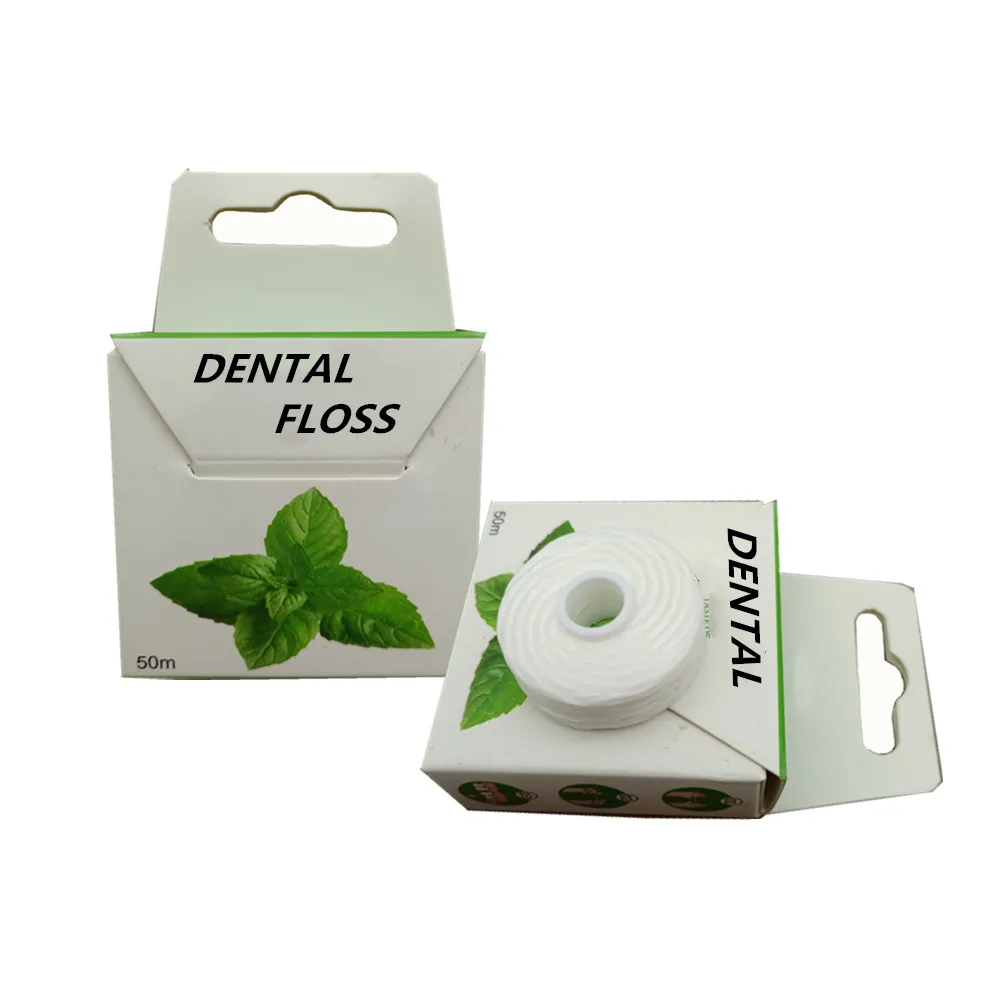 Private Label 30 M 50 M Organic Dental Floss Spool Tape Box Packing Floss Roll