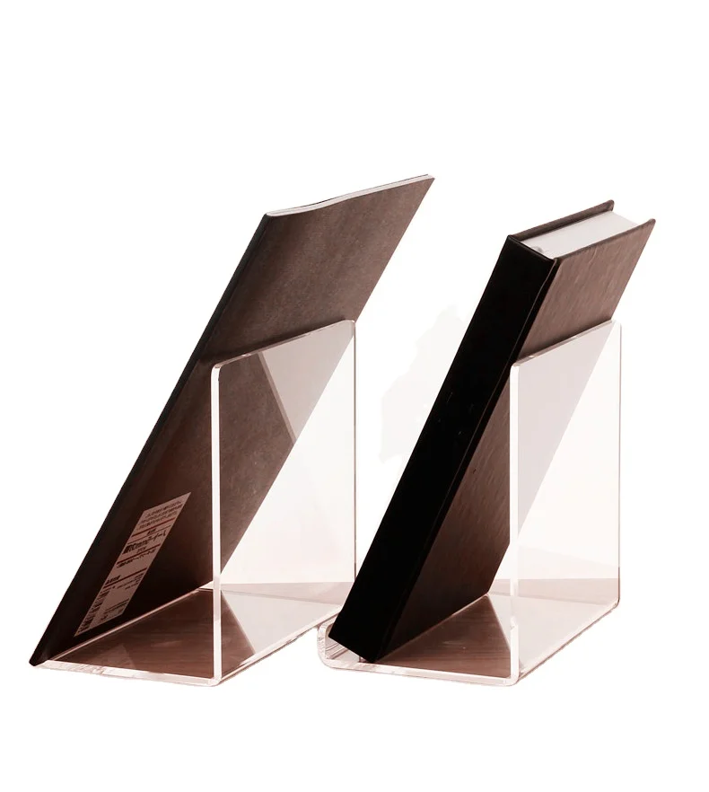 
Customized factory price Acrylic bookends bookshelf book organized record display menu stationery display holder bookstore use 