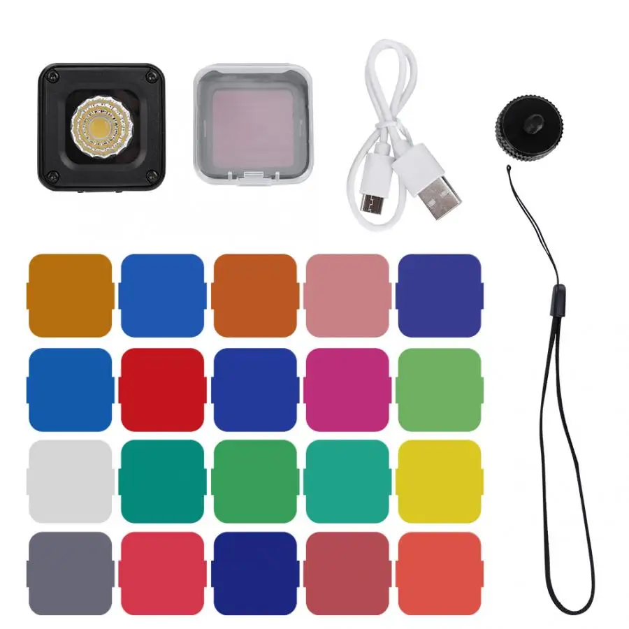 HAFOKO L1 Pro Waterproof LED Video Light 5600K With 20 Color Filters Led Lamp For Drone DJI Osmo Pocket Gopro 7 DSLR Cameras