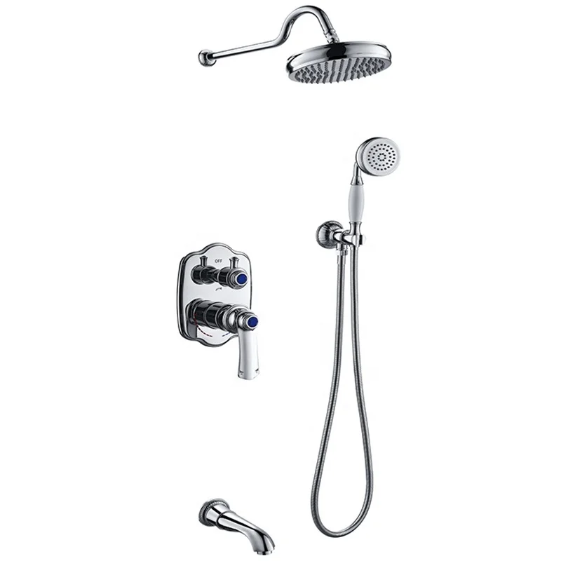 Classic Concealed Mixer Shower Set for Bathroom Brass Shower Set Bath Rose Gold Shower Mixer