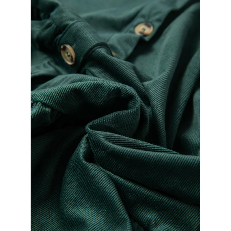 Dear-Lover Wholesale Fashion New Corduroy Ruffle Tiered Buttoned Polyester Vintage Blanks Casual Womens Long Sleeve Shirts