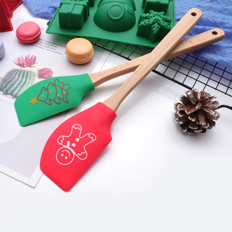 Антипригарная лопатка с рисунком для пищевых продуктов термостойкая деревянная приготовления пищи