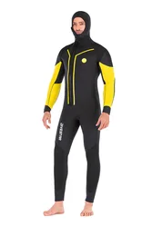 7mm wetsuit adult diving professional semi-dry front zipper surfing suit one-piece hooded plus velvet wetsuit