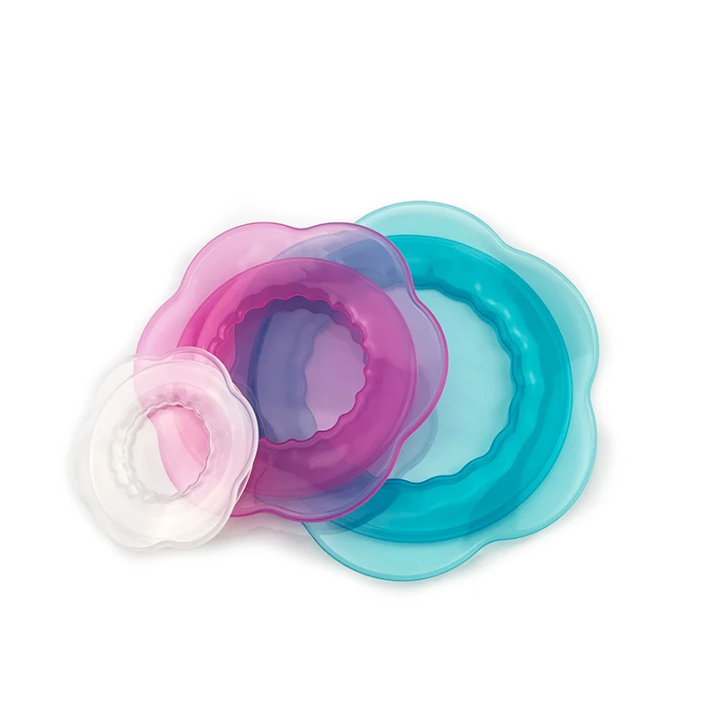 3 sizes/Set Flower Shape Colorful Silicone Stretch Reusable Fresh Fruit Food Cover Sealing Plate Can Storage Cover Fresh Lid