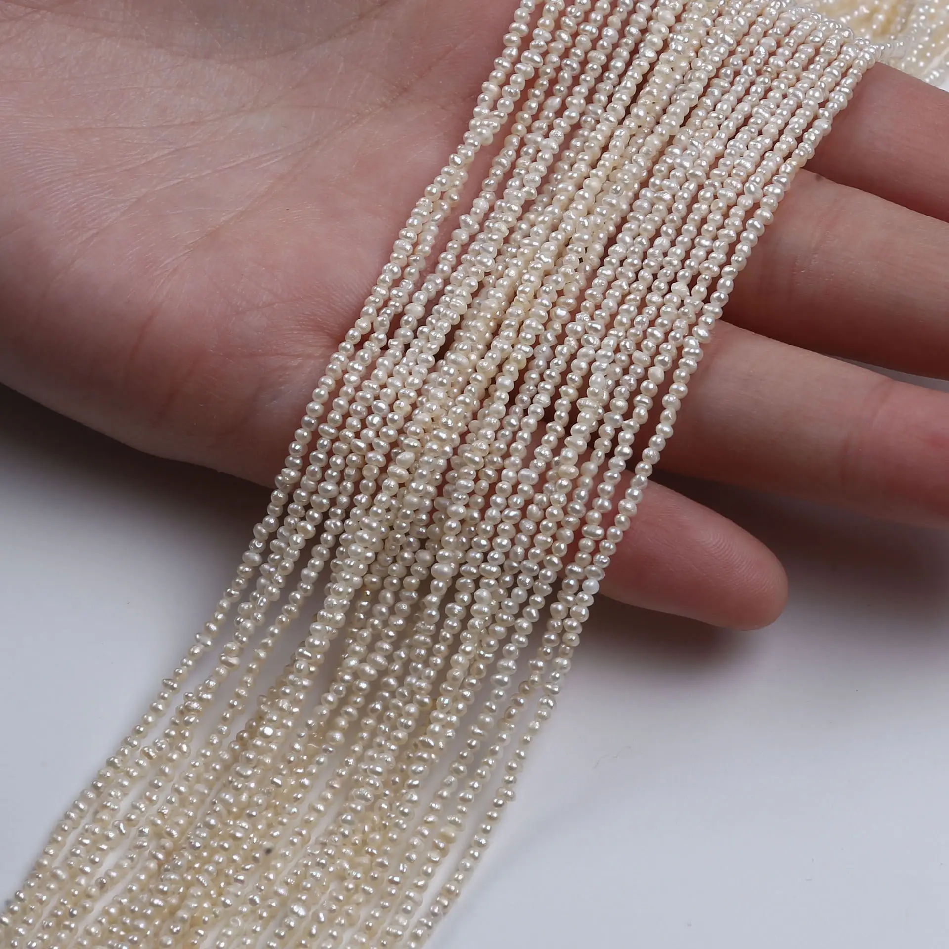 Wholesale 1.8-2.5mm Small Freshwater Pearl String White Loose Natural Punch Beads Jewelry Variety Including Potato Baroque Rice