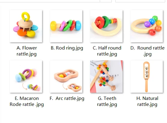 Wholesales wooden Baby hand musical instrument Educational baby wooden Rattle toys for Toddler WRT007
