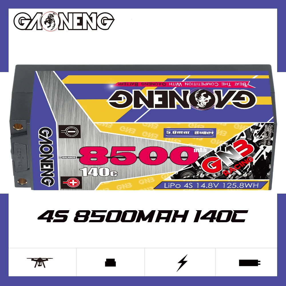 GNB GAONENG 8500 мА/ч 4S 4S2P 14 8 V 140C 5 мм Жесткий Чехол встроенный баланс с силикатной гелевой батареи 1:8 1/8 Радиоуправляемый гоночный автомобиль Лодка Грузовик Truggy