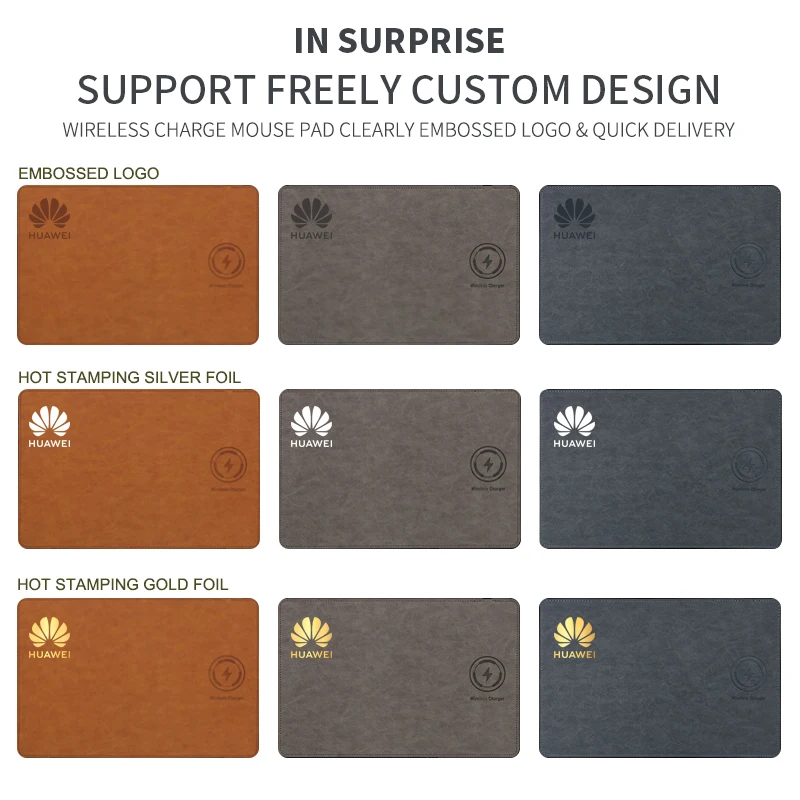 Factory wireless charger mouse pad OEM 2 In 1 PU Leather 10W Fast Charging Qi Wireless Charger Mouse Pad for Mobile Phone