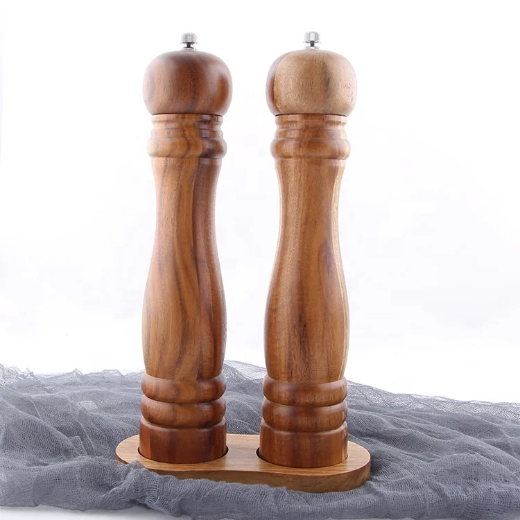 Premium Salt and Pepper Grinder Set , Refillable Salt and Pepper With Engrave The Knob S and P Adjustable Grinder Set