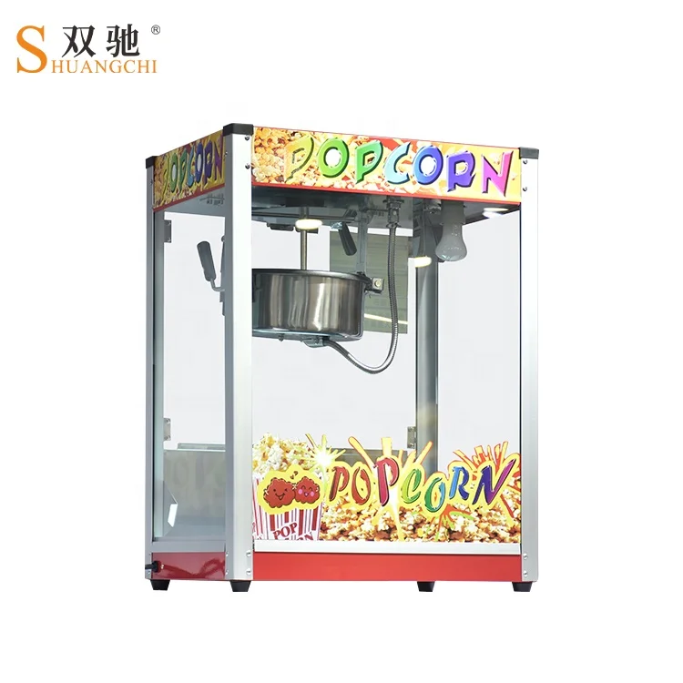 Guangzhou Hot sale Commercial 8Oz Kettle Pop Corn Making Machine Big Popcorn Machine with Food Warmer For Sale