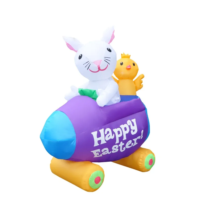 Кролик 5 футов и цыпленок на вертолете надувные пасхальные праздники освещенные живые Дворовые фестивальные Тракторные декорации
