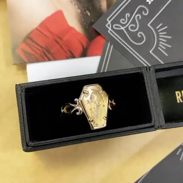 Pendant Vampire Halloween Ghost Festival Gothic Open Rose Coffin Ring