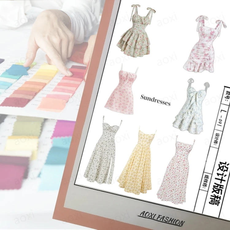 OEM Custom Your Own Pattern Printed Sundresses Summer Ladies Dress Soft Fashion Short Sleeve Women Floral Dresses with Pockets