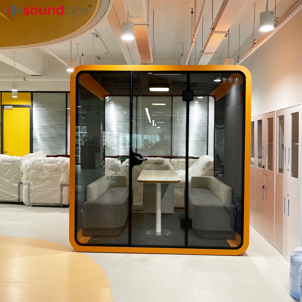 2-4 Person Sound Box Modern Office Meeting Work Sound Proof Booth Flexible Office Noise Reduction Pod