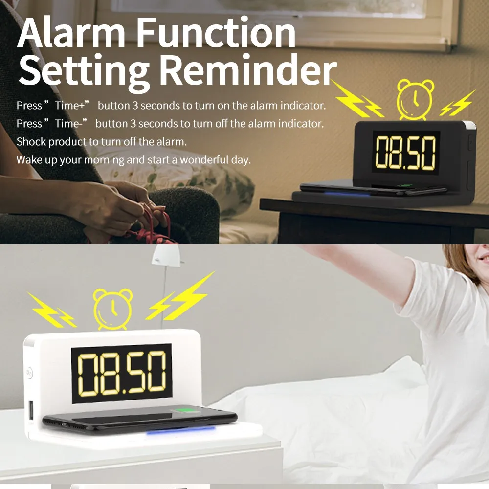 Новинка 2021 10 Вт будильник мобильный телефон 4 в 1 или 3 в 1 Быстрое беспроводное зарядное устройство Qi подставка для лампы