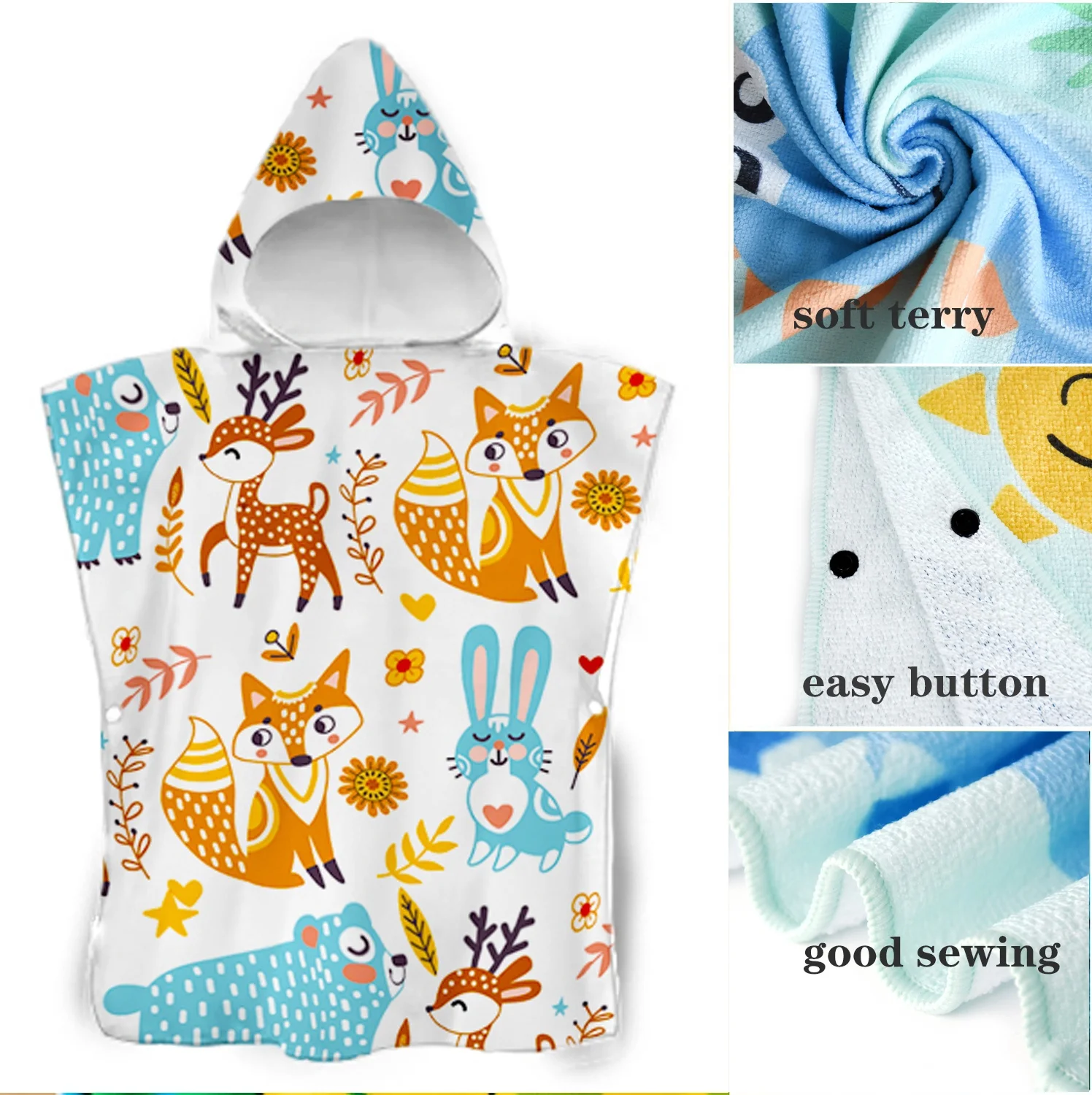Eastsunshine   custom print Cartoon Print Kids Hooded Ponchos Swimming Beach Towel  custom Children Wearable Bath Towels Cloak