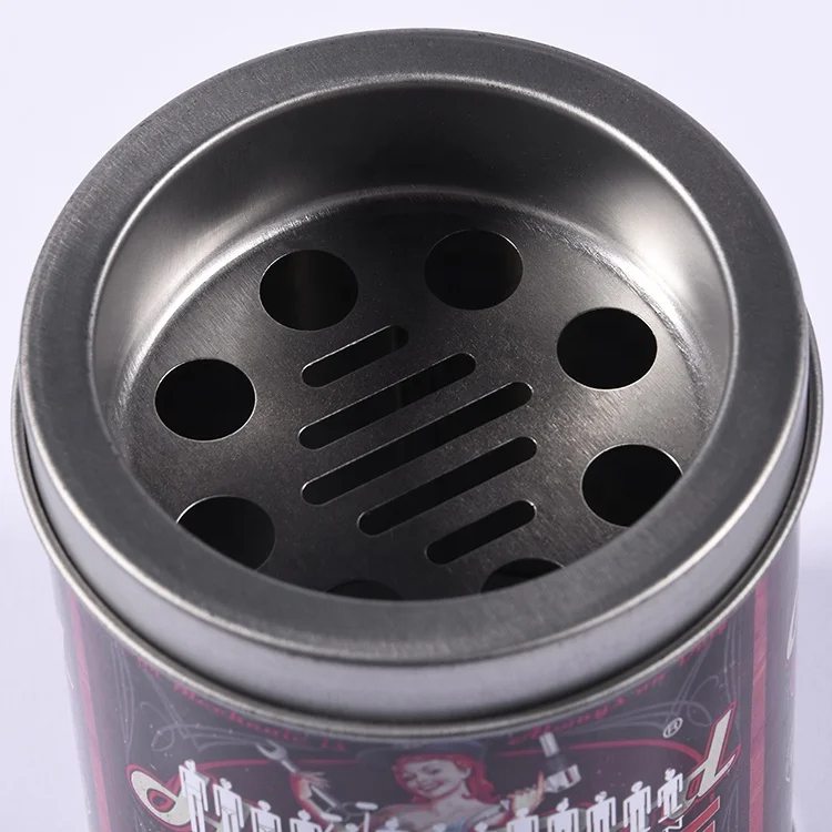 Custom Design Hot Sale Round Tin Metal Portable Ashtray Outdoor Black Car Ashtray