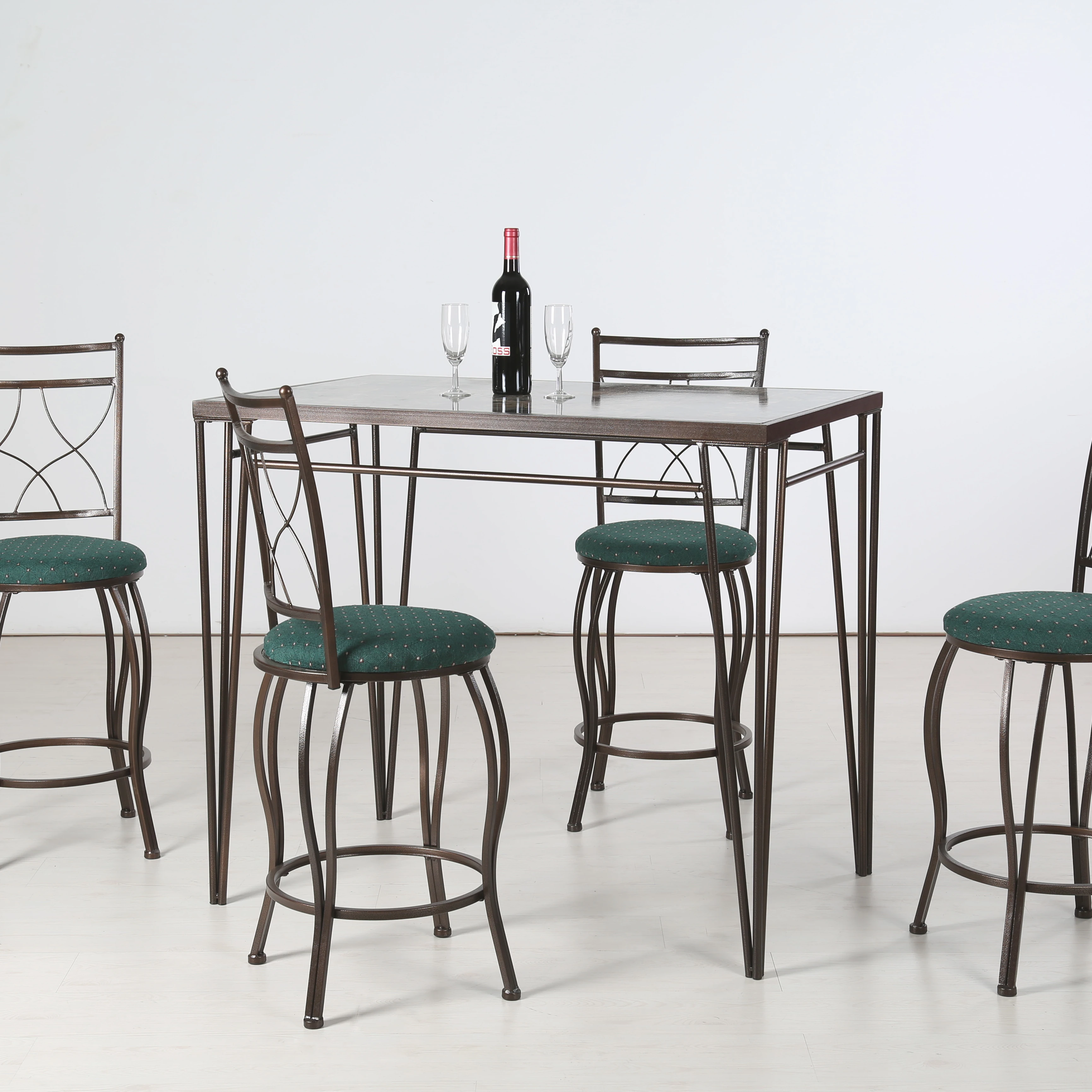 Elegant rectangle home restaurant dining room table and chairs set modern furniture 4 seater wooden dining table