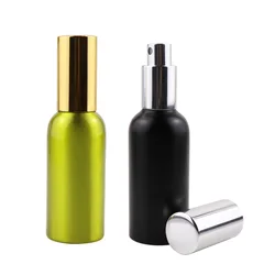 2019 Hot selling 10ml 15ml 30ml round matte black and golden cosmetic black metal bottle