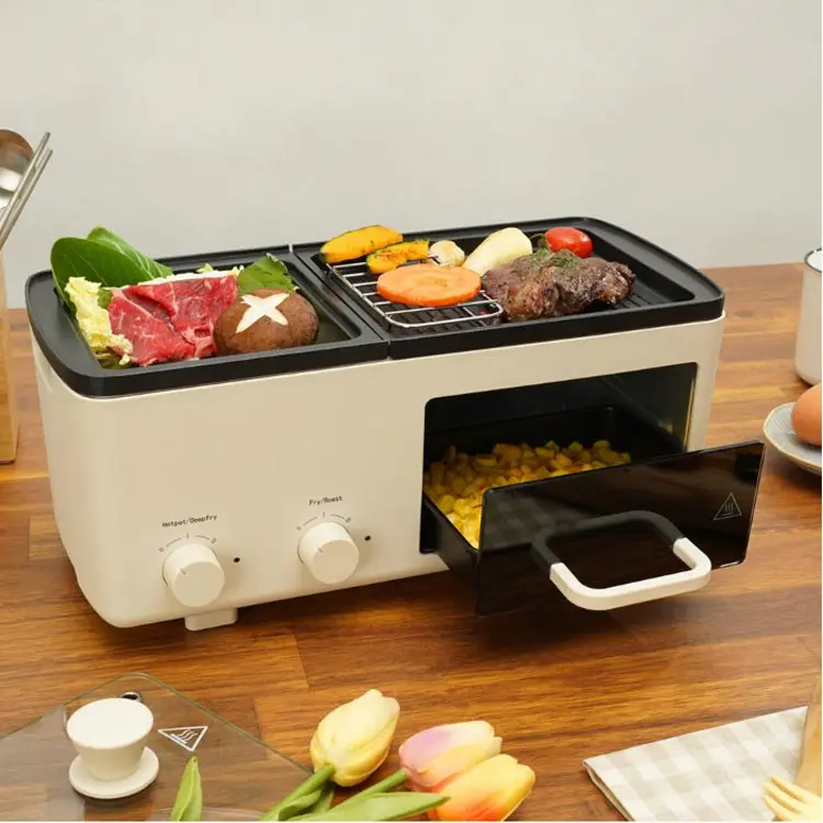 Многофункциональный антипригарный Электрический гриль 4 в 1 для барбекю и жарки, 1200 Вт