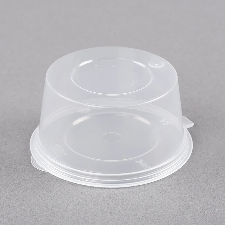 Disposable PP 1 1.5 2 3oz 4oz Hinged Clear Small Condiment Sauce Cup Dipping mini take away Sauce packaging Container With Lid
