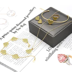 Necklace Earring And Bracelet Set Lady Jeweller Gold Wholesale Heart costume jewelry