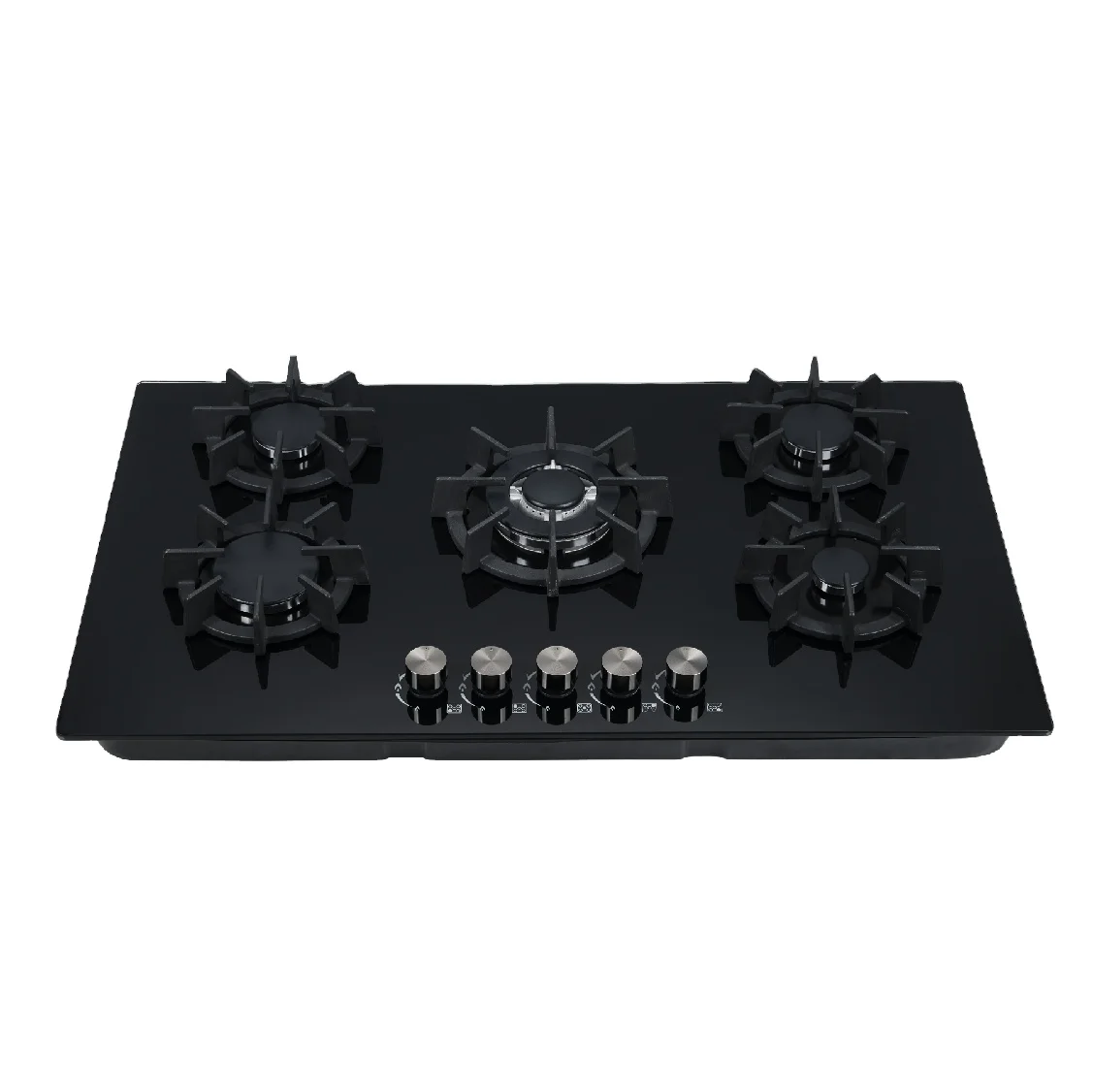gas cooktop 5 burner gas cooker black tempered glass panel  attractive design domestic appliance