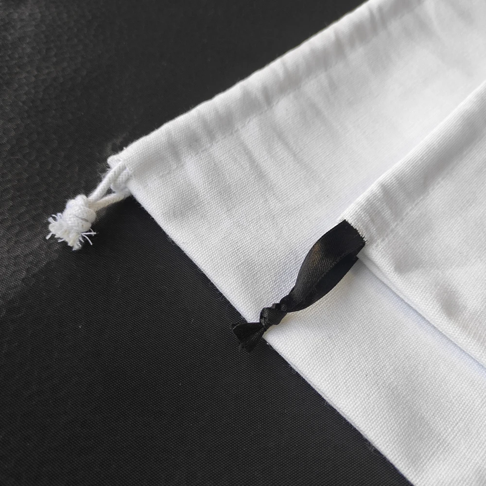 Reusable Eco friendly Custom logo drawstring pouch canvas cotton tote large round dust handbag Bag