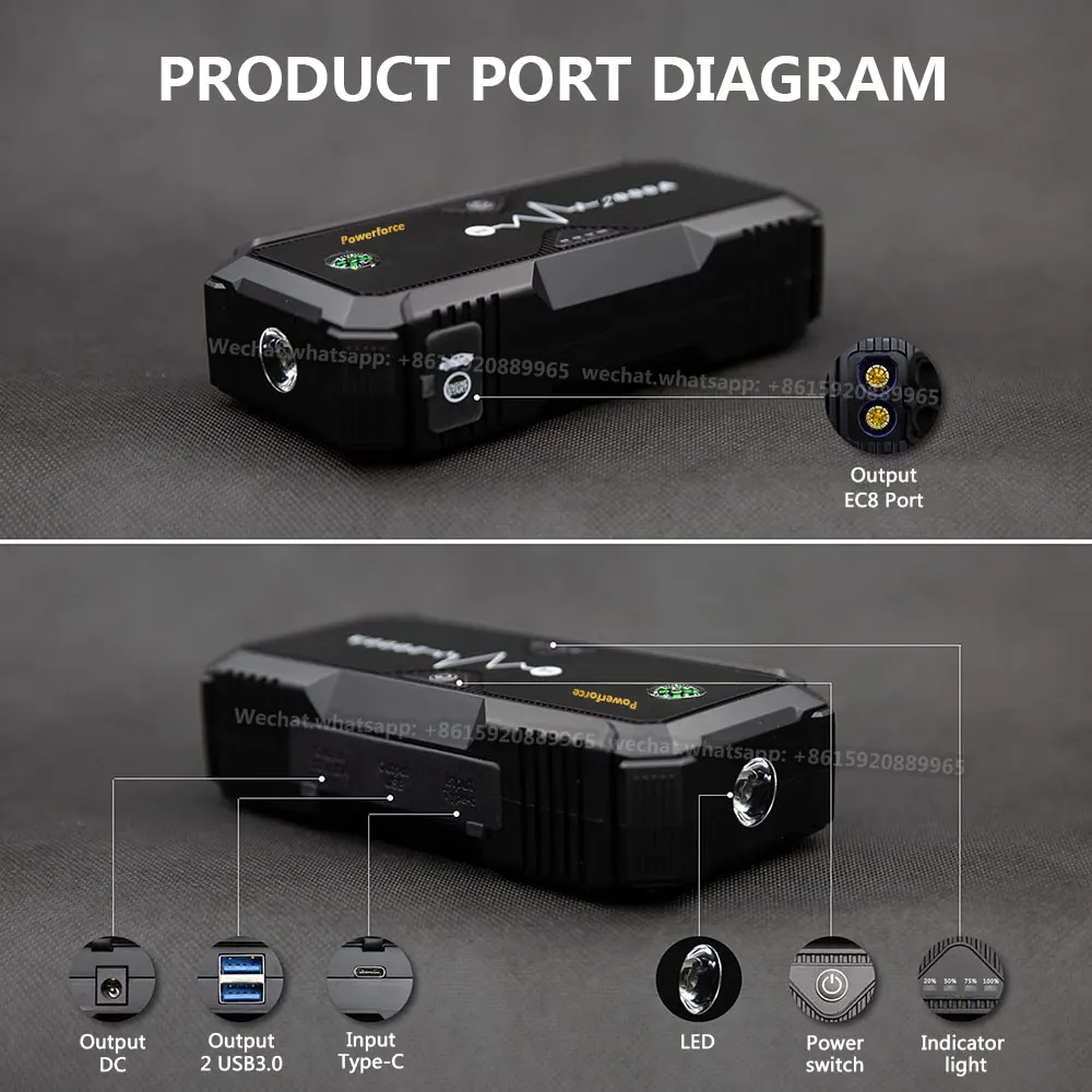 12V 24v Diesel Vehicle Car Jump Starter Power station 2000A For Truck Lorry Excavator Crane For Emergency Situation 40000mAh