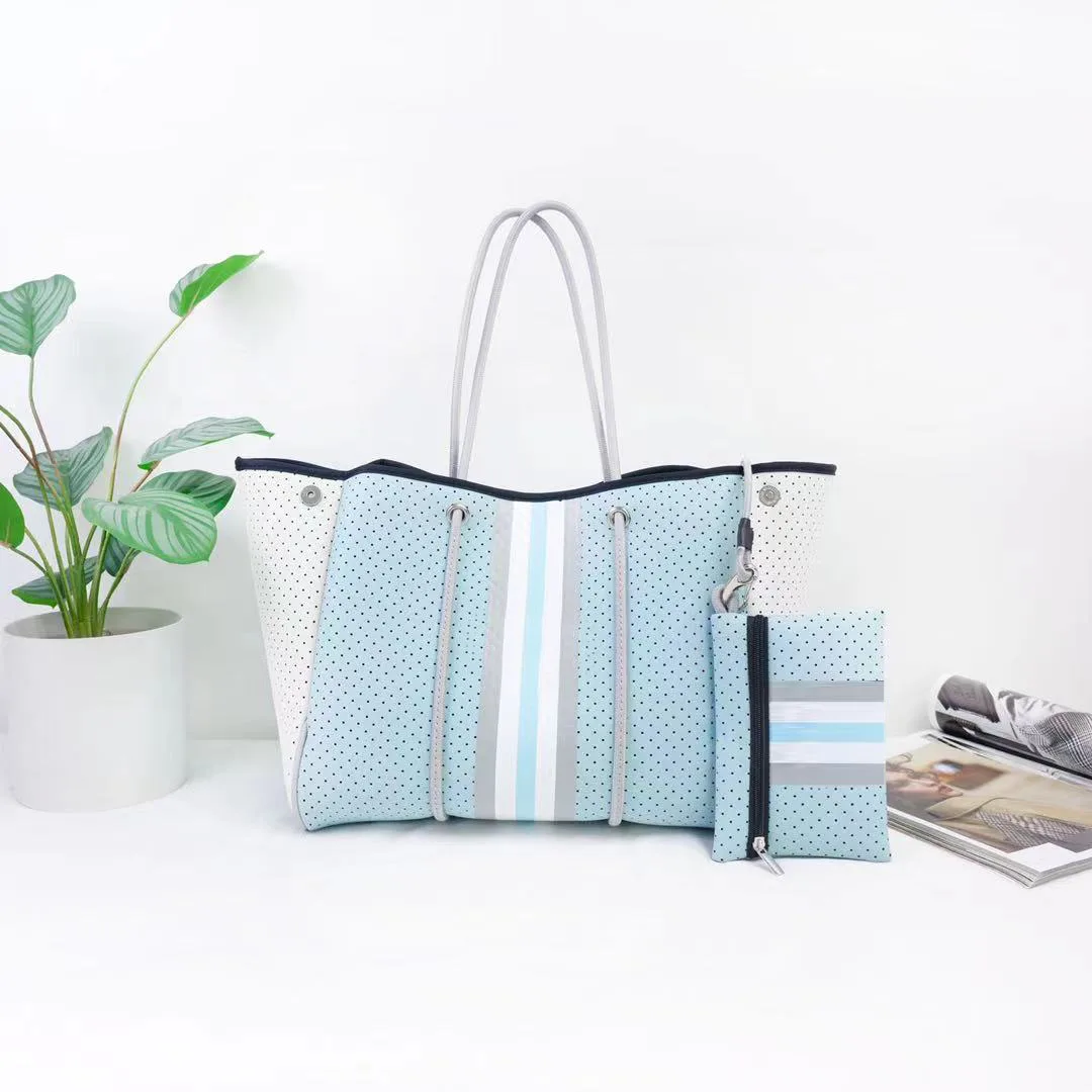 New Arrival Neoprene Fabric Tote Bag Large Neoprene Beach Tote Bag Purse Handbag Neoprene Bag And Small Pouch Handbag