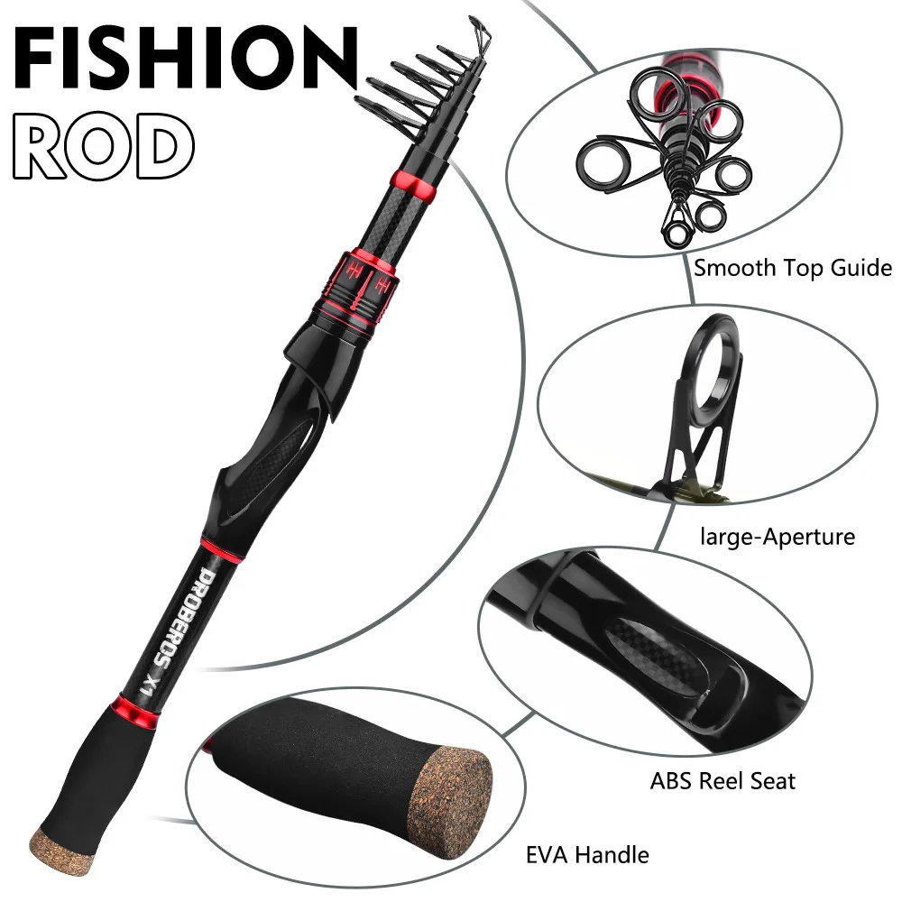 Custom ultra light carbon fiber surf carp telescopic fishing rod and reel combo